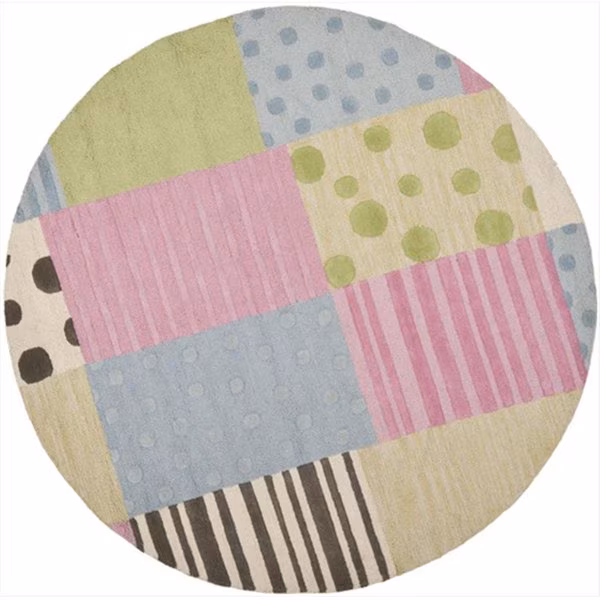 6 x 6 ft. Round Novelty Kids Blue and Pink Hand Tufted Rug
